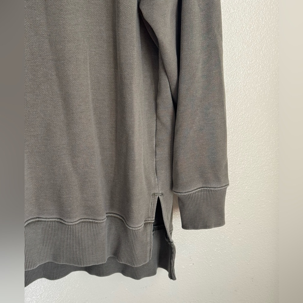 Aerie Sun’s Out Quarter Zip Sweatshirt Olive Green Oversized Pullover L - Picture 4 of 10